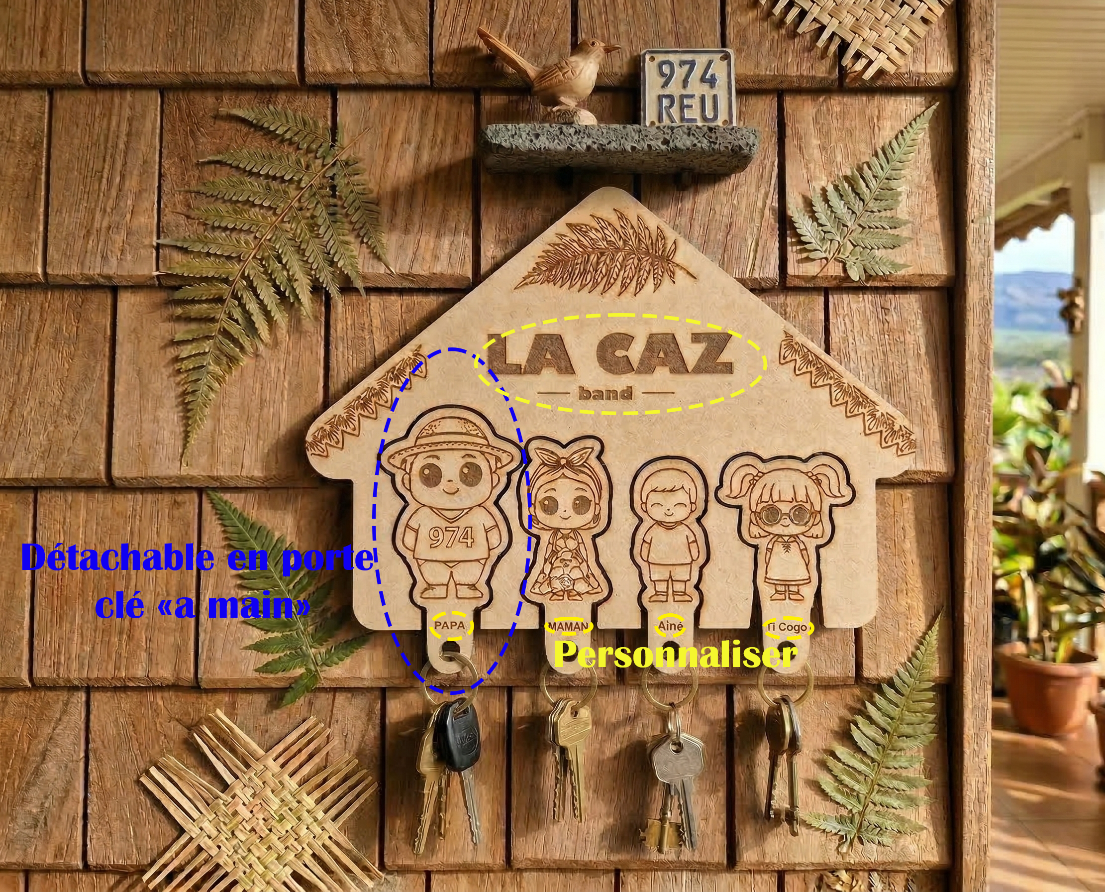 Plaque Porte clé "La Kaz band..." – Votre maison, votre porte clé – Image 1